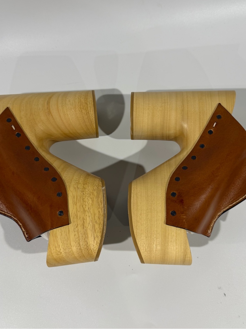 Maison Margiela Tabi Wood Sole Platform Brown Leather Mule Sandal Heels EU40 US9 - Picture 5 of 16